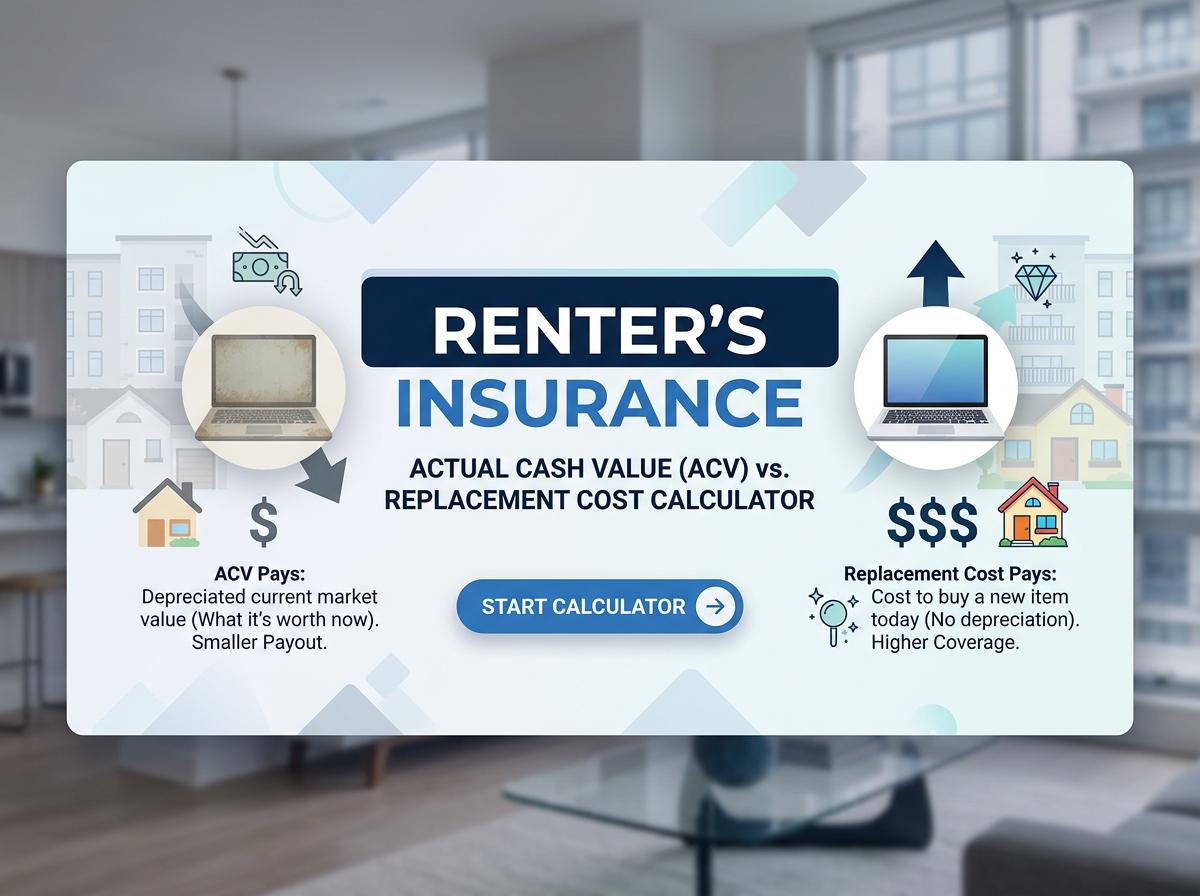Renter's Insurance Actual Cash Value vs. Replacement Cost Calculator