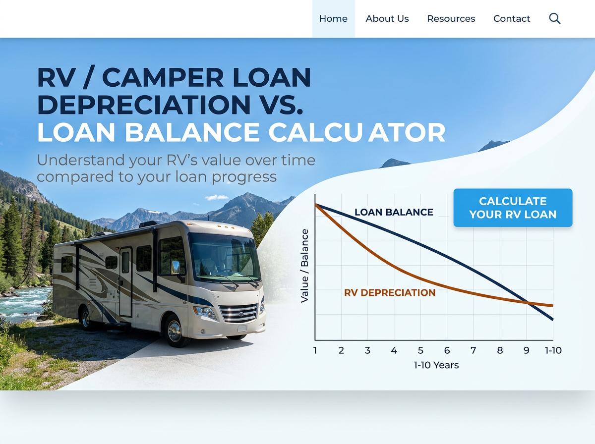 RV / Camper Loan Depreciation vs. Loan Balance Calculator